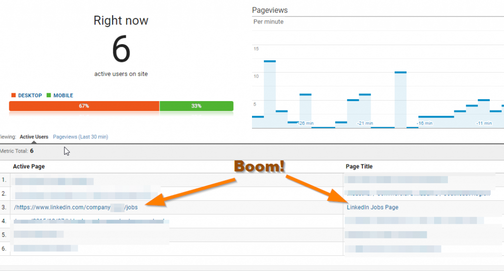 Google Analytics Hit Showing for LinkedIn Life Careers Page