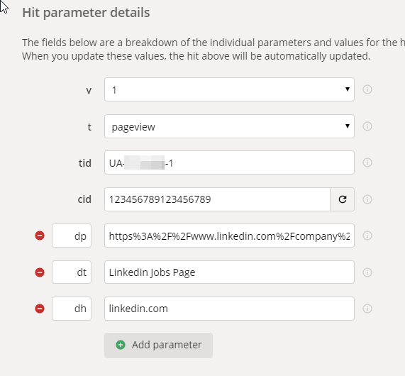 Google Analytics Hit Builder Parameters