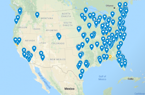 US Map showing many Franchise locations